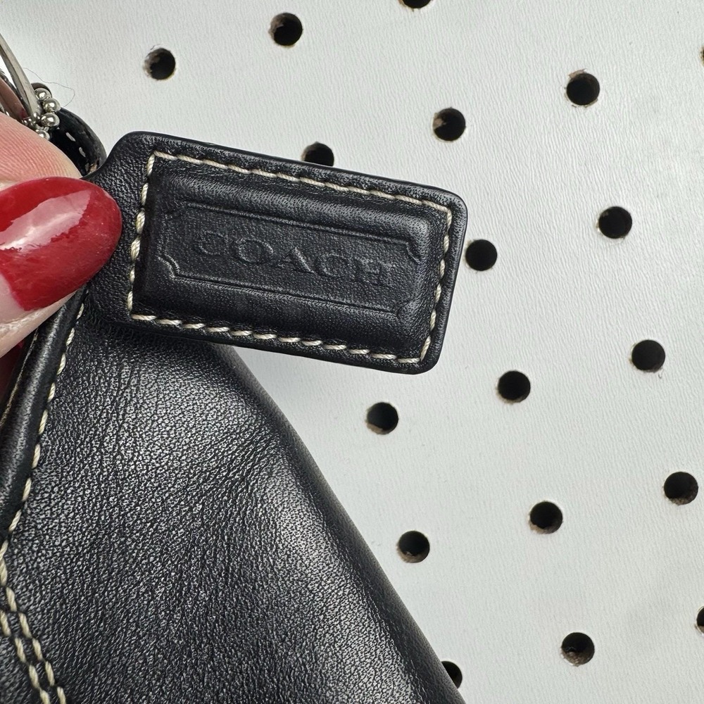 COACH Signature Hobo Shoulder Bag Turn Lock Leather Canvas Black Gray F 13971 - Picture 3 of 16